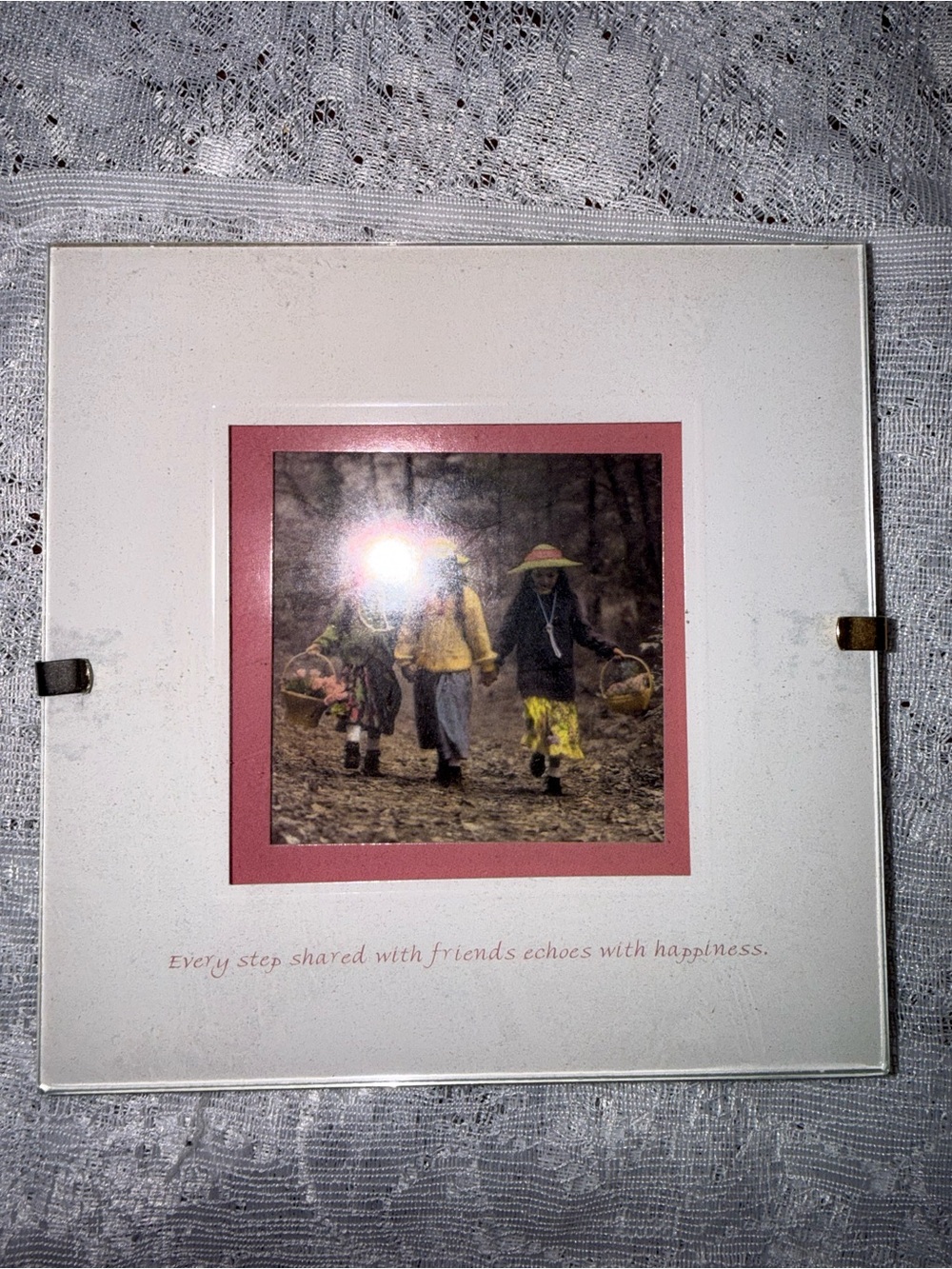 Friendship Photo Frame with Pink Mat and White Frame